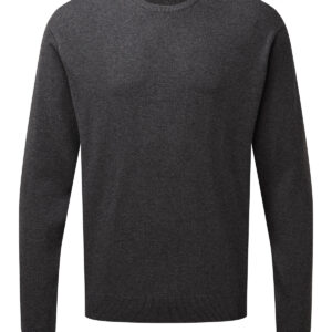 Crew neck cotton-rich knitted sweater - Charcoal, XXS