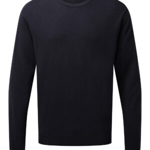 Crew neck cotton-rich knitted sweater - Navy, XXS