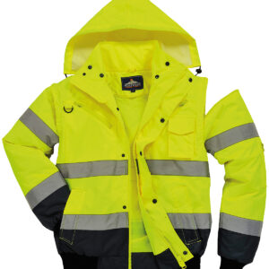 Hi-vis contrast bomber jacket (C465) - Yellow/Navy, S