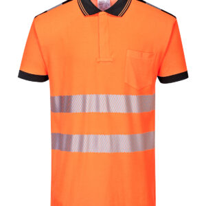 PW3 Hi-vis polo shirt (T180) - Orange/Black, S