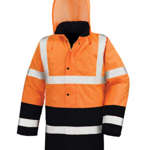 Motorway two-tone safety coat - Fluorescent Orange/Black, S