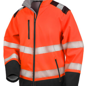 Printable ripstop safety softshell - Fluorescent Orange/Black, S