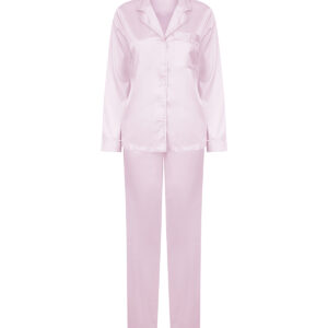 Women's satin long pyjamas - Light Pink, XS/S