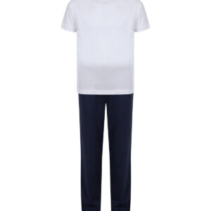 Kids long pyjamas - White/Navy, 3/4 Yrs