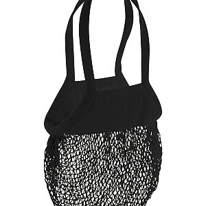 Organic cotton mesh grocery bag - Black, One size