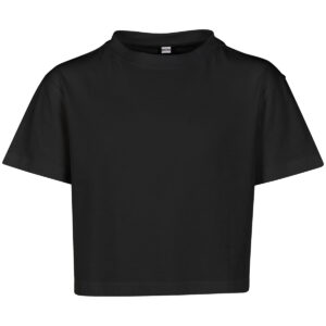 Girls cropped Jersey tee - Black, 4/6 Years