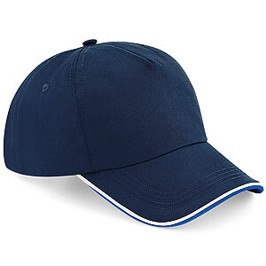 Authentic 5-panel cap - piped peak - French Navy/Bright Royal/Whte, One size