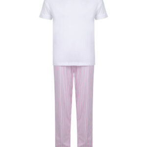 Kids long pyjamas - White/Pink/White Stripe, 3/4 Yrs