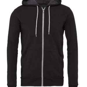 Unisex polycotton fleece full-zip hoodie - Dark Grey Heather, XS