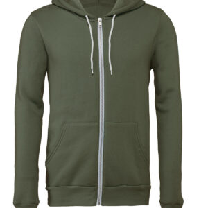 Unisex polycotton fleece full-zip hoodie - Military Green, XS