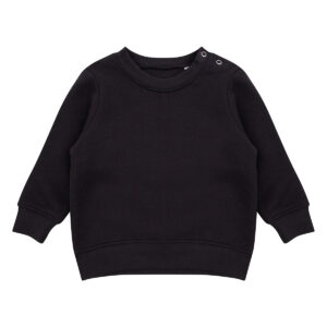 Crew neck sweatshirt with shoulder poppers - Black, 6/12 Months
