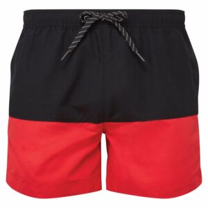 Block colour swim shorts - Black/Red, S