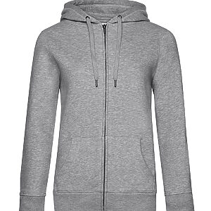 B&C Queen zipped hooded - Heather Grey, XS