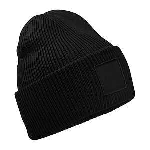 Deep-cuffed tonal patch beanie - Black, One size