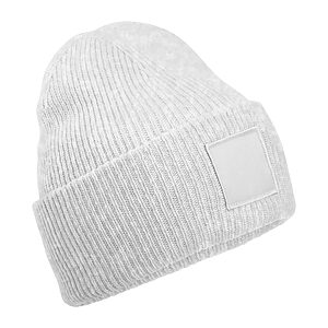Deep-cuffed tonal patch beanie - Cloud Grey, One size