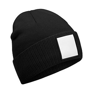 Appliqué patch beanie - Black White, One size