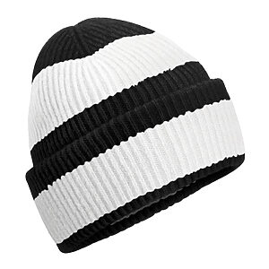 Colour block beanie - Black/Soft White, One size