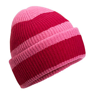 Colour block beanie - True Pink/Classic Red, One size