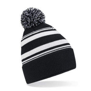 Striped fan beanie - Black White, One size