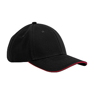 EarthAware® classic organic cotton 6-panel cap – sandwich peak - Black/Classic Red, One size