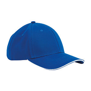 EarthAware® classic organic cotton 6-panel cap – sandwich peak - Bright Royal/White, One size