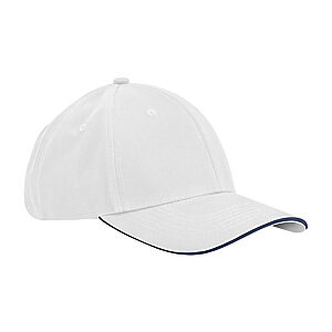 EarthAware® classic organic cotton 6-panel cap – sandwich peak - White/French Navy, One size