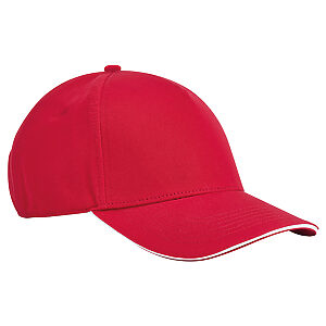 EarthAware® classic organic cotton 5-panel cap – sandwich peak - Classic Red/White, One size