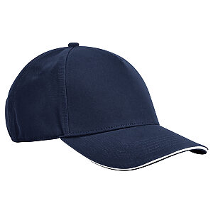 EarthAware® classic organic cotton 5-panel cap – sandwich peak - French Navy/White, One size