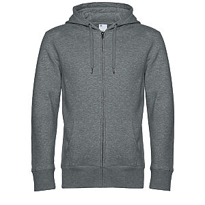 B&C KING Zipped Hood - Heather Mid Grey, XS