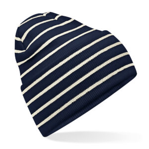 Original deep-cuffed striped beanie - French Navy/Soft White, One size