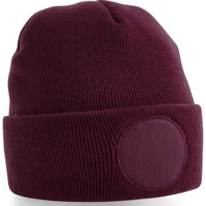 Circular patch beanie - Burgundy, One size