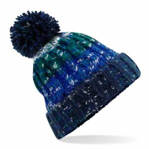 Corkscrew pom pom beanie - Alpine Blues, One size