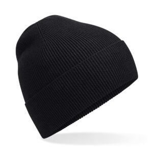 Organic cotton fine knit beanie - Black, One size