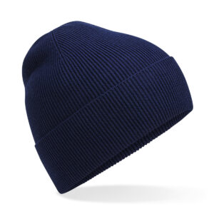 Organic cotton fine knit beanie - Oxford Navy, One size