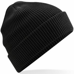 Bc52n Black Ft Organic cotton waffle beanie