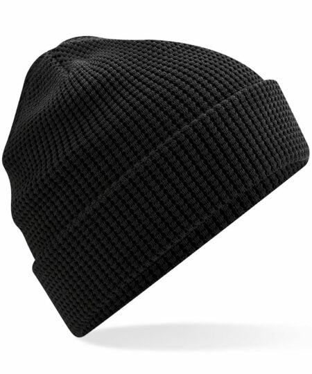 Bc52n Black Ft Organic cotton waffle beanie