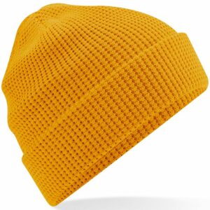 Bc52n Mustard Ft Organic cotton waffle beanie – Mustard Yellow, One size