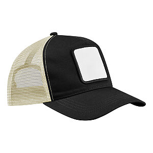 Appliqué patch 5-panel trucker - Black/Stone, One size