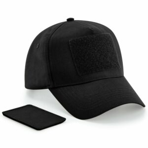 Removable patch 5-panel cap - Black, One size