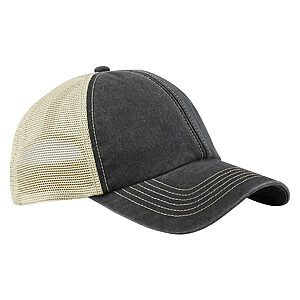 6-panel vintage trucker - Vintage Black/Stone, One size