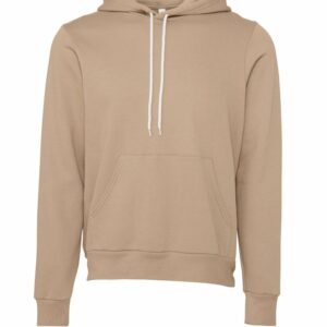 Unisex polycotton fleece pullover hoodie - Tan, XS