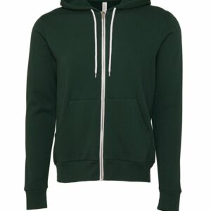 Unisex polycotton fleece full-zip hoodie - Forest, XS