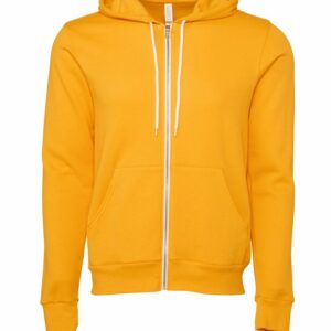 Unisex polycotton fleece full-zip hoodie - Gold, XS