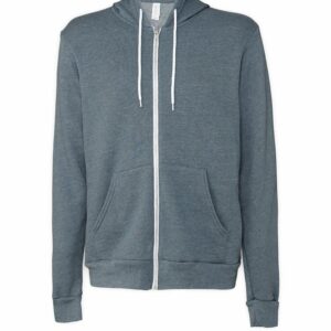 Unisex polycotton fleece full-zip hoodie - Heather Slate, XS