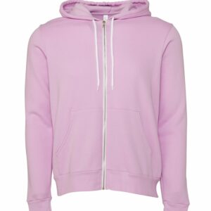 Unisex polycotton fleece full-zip hoodie - Lilac, XS