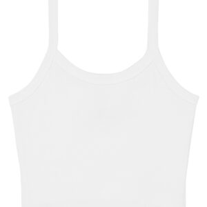 Women’s micro rib spaghetti strap tank - Solid White Blend, XS