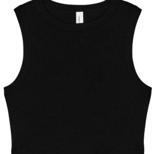 Women’s micro rib muscle crop tank - Solid Black Blend, XS