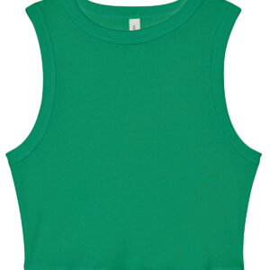 Women’s micro rib muscle crop tank - Solid Kelly Blend, XS