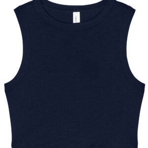 Women’s micro rib muscle crop tank - Solid Navy Blend, XS