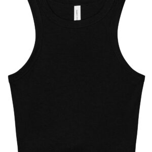 Women’s micro rib racer tank - Solid Black Blend, XS